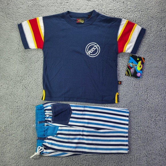 Sasson Other - Vintage 1989 Sasson Kids Navy Blue Stripe T-Shirt and Shorts Set Size 7 NWT